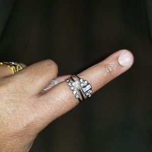 Sterling silver trio ring set